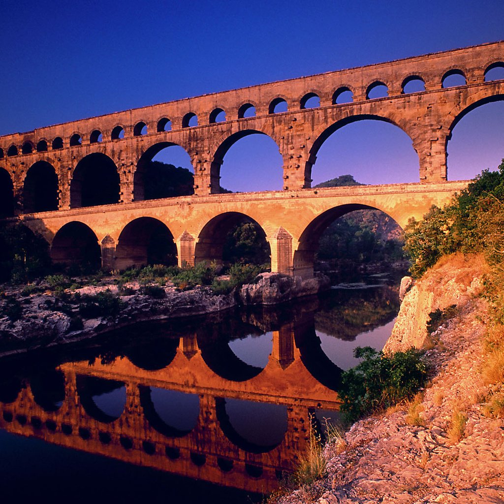 Обои река, отражение, мост, арки, франция, акведук, пон-дю-гар, river, reflection, bridge, arch, france, aqueduct разрешение 1920x1200 Загрузить