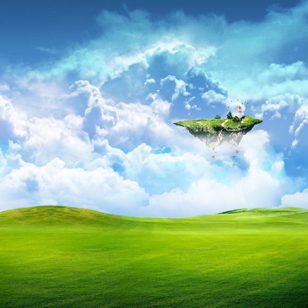 Обои небо, трава, облака, земля, зелень, обои, поле, фантастика, the sky, grass, clouds, earth, greens, wallpaper, field, fiction разрешение 1920x1200 Загрузить