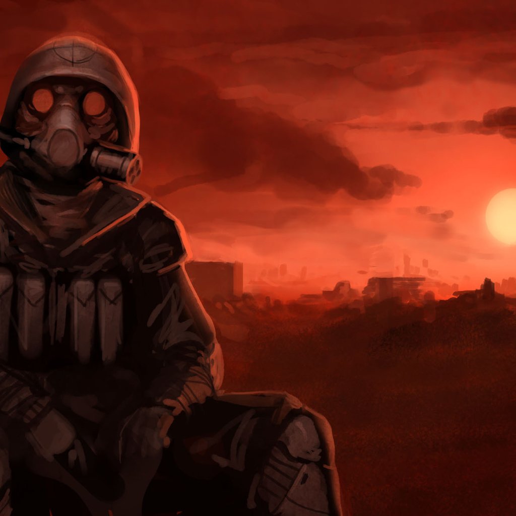 Обои закат, апокалипсис, противогаз, sunset, apocalypse, gas mask разрешение 1920x1200 Загрузить