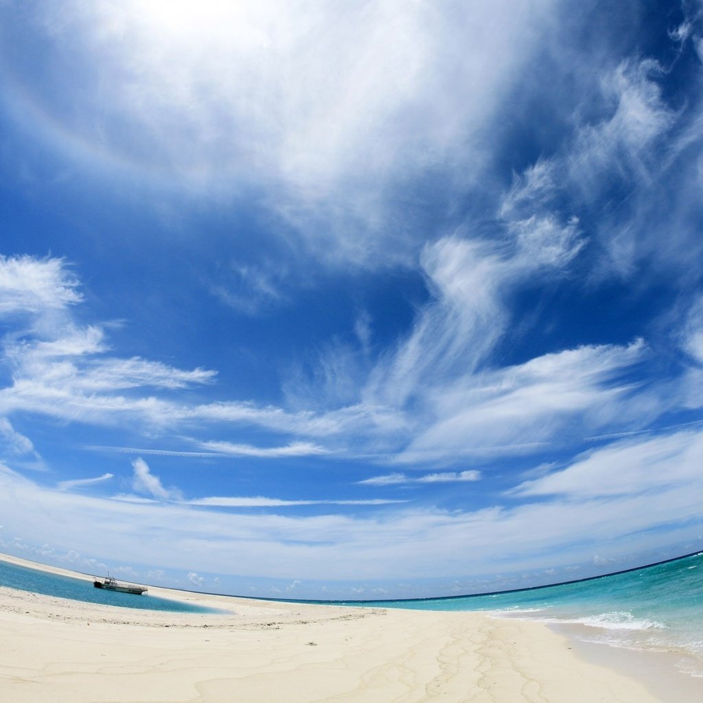 Обои облака, вода, песок, панорама, clouds, water, sand, panorama разрешение 1920x1200 Загрузить