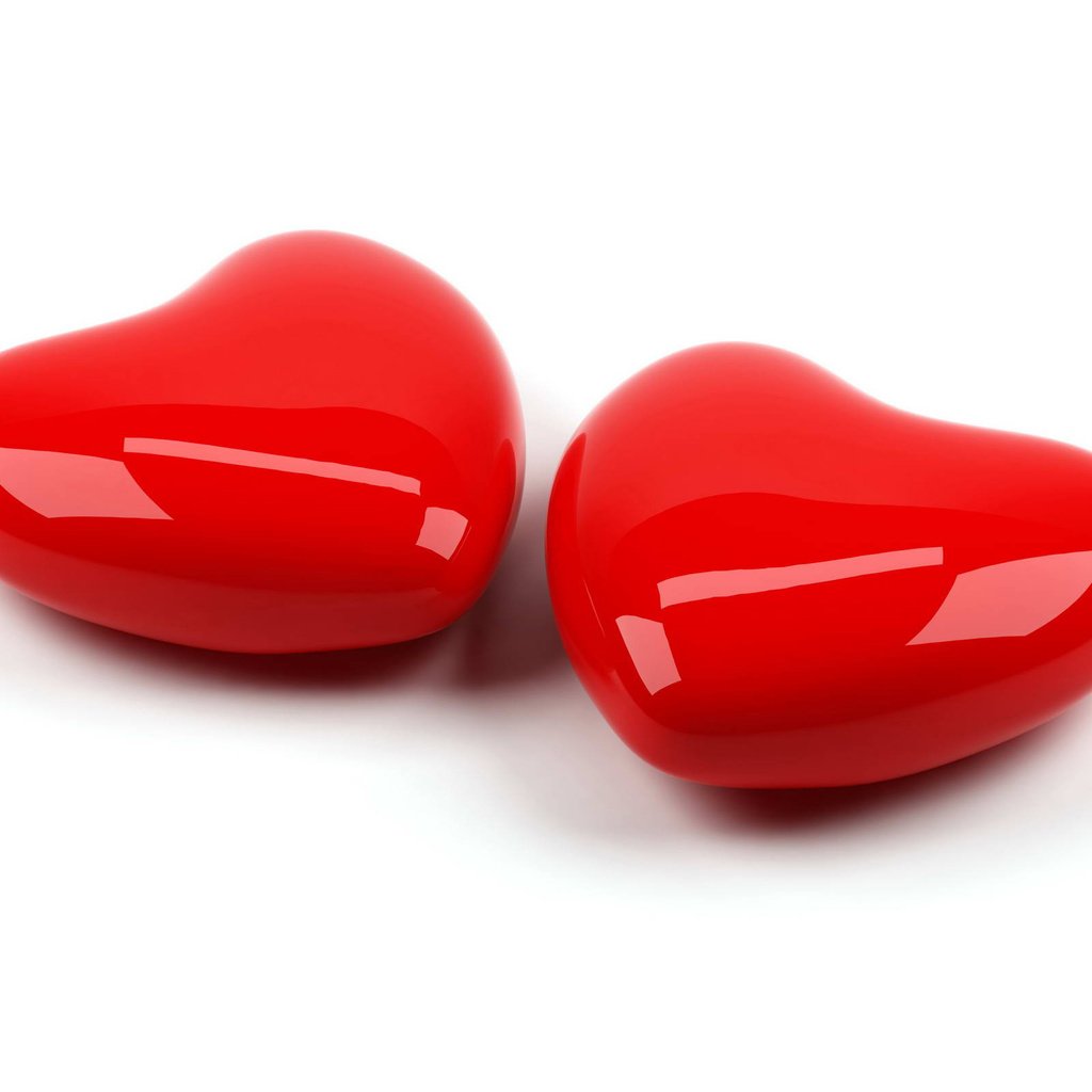 Обои красные, сердце, любовь, пара, два, блестящие, red, heart, love, pair, two, shiny разрешение 2560x1600 Загрузить