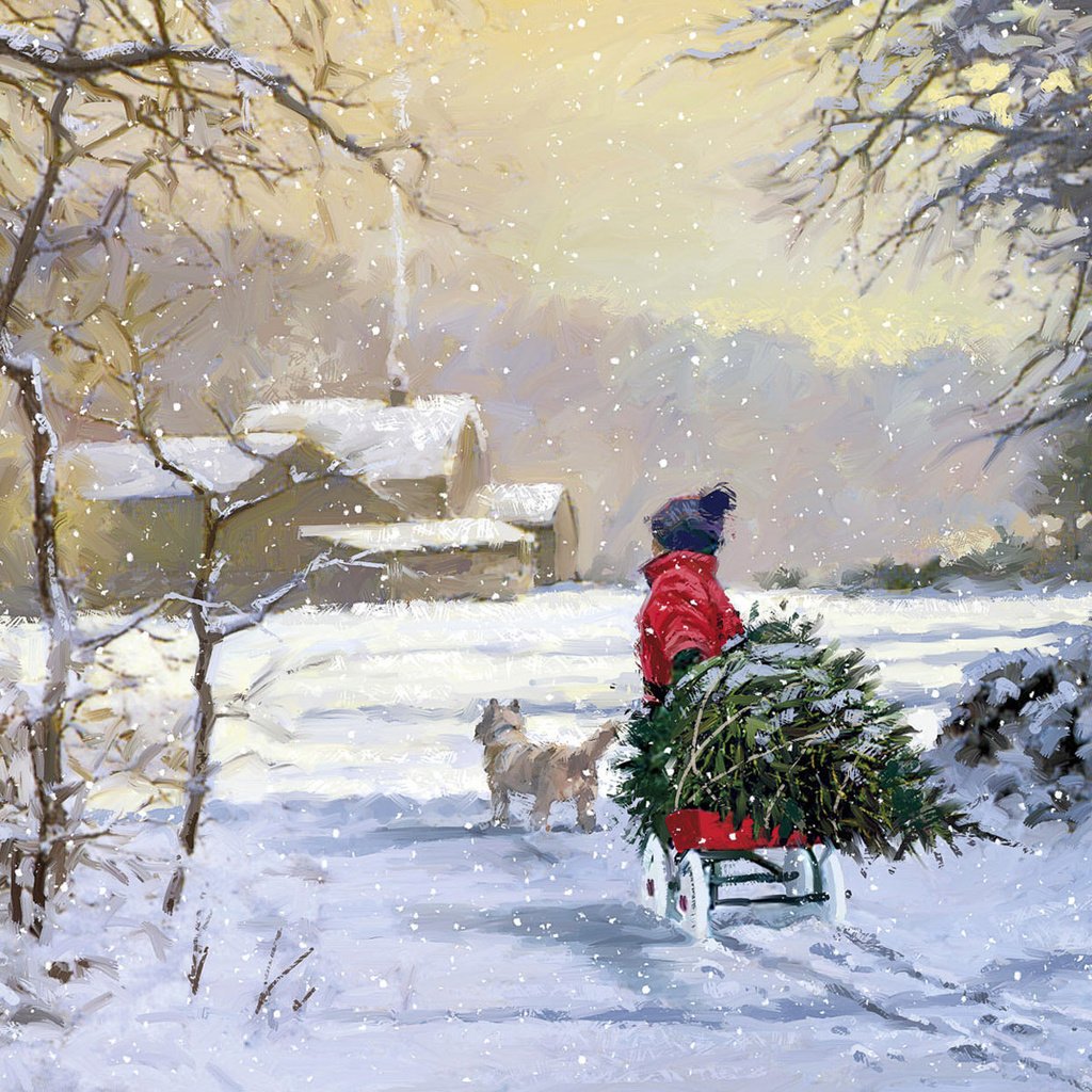 Обои елка, зима, собака, ребенок, tree, winter, dog, child разрешение 1920x1200 Загрузить