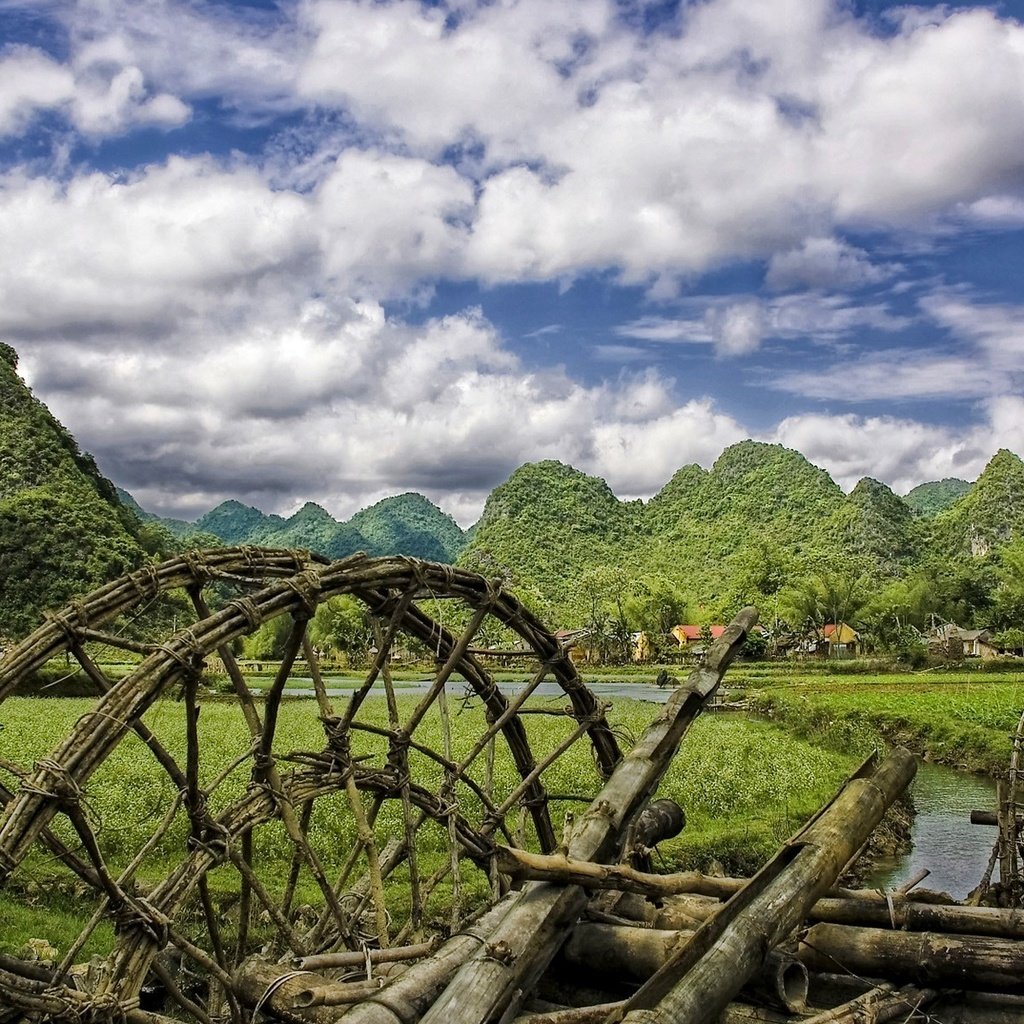 Обои горы, мельница, село, mountains, mill, village разрешение 1920x1200 Загрузить