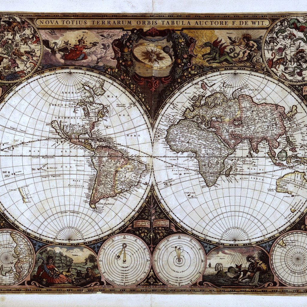 Обои карта, полушария, monde wit, map, hemisphere разрешение 5064x3938 Загрузить