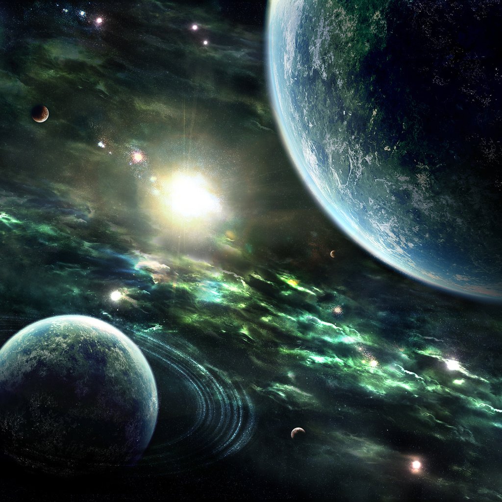 Обои земля, звезды, планеты, вс, nebulae, planets, космическая, колец, звезд, earth, stars, planet, sun, space, rings разрешение 1920x1440 Загрузить