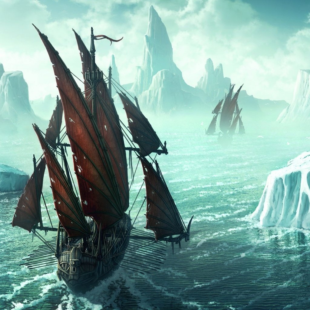 Обои рисунок, корабль, айсберг, kerem beyit, льды, figure, ship, iceberg, ice разрешение 1920x1200 Загрузить