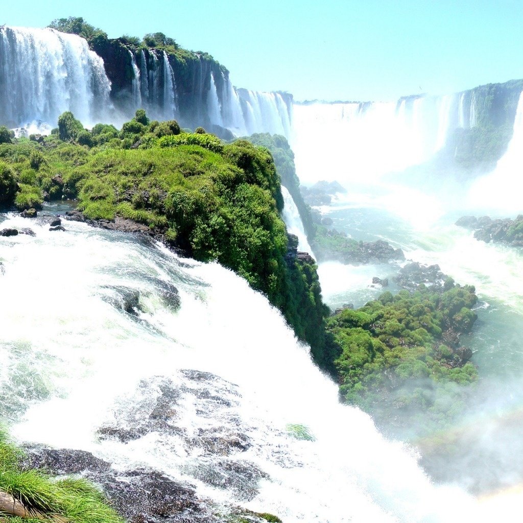 Обои панорама, радуга, водопады игуасу, panorama, rainbow, iguazu falls разрешение 2560x1024 Загрузить