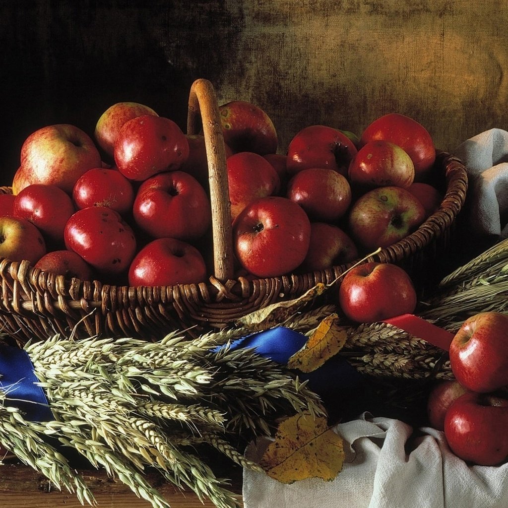 Обои яблоки, красные, корзина, натюрморт, плетёная, apples, red, basket, still life, braided разрешение 1920x1200 Загрузить