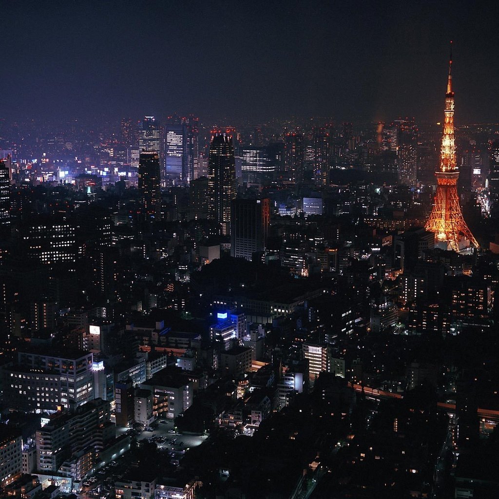 Обои ночь, огни, город, япония, небоскребы, токио, токийская башня, night, lights, the city, japan, skyscrapers, tokyo, tokyo tower разрешение 1920x1200 Загрузить