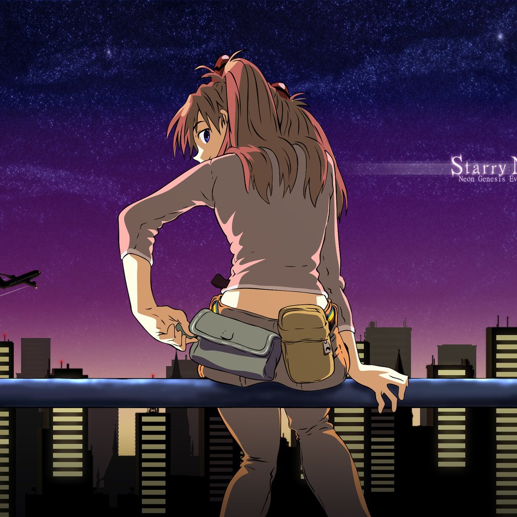 Обои ночь, город, neon genesis evangelion, asuka langly, night, the city разрешение 2560x1600 Загрузить