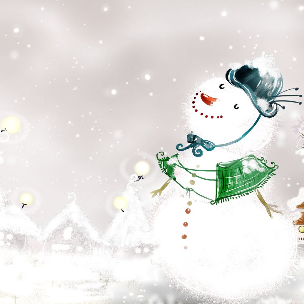 Обои снег, новый год, снеговик, snow, new year, snowman разрешение 1920x1200 Загрузить