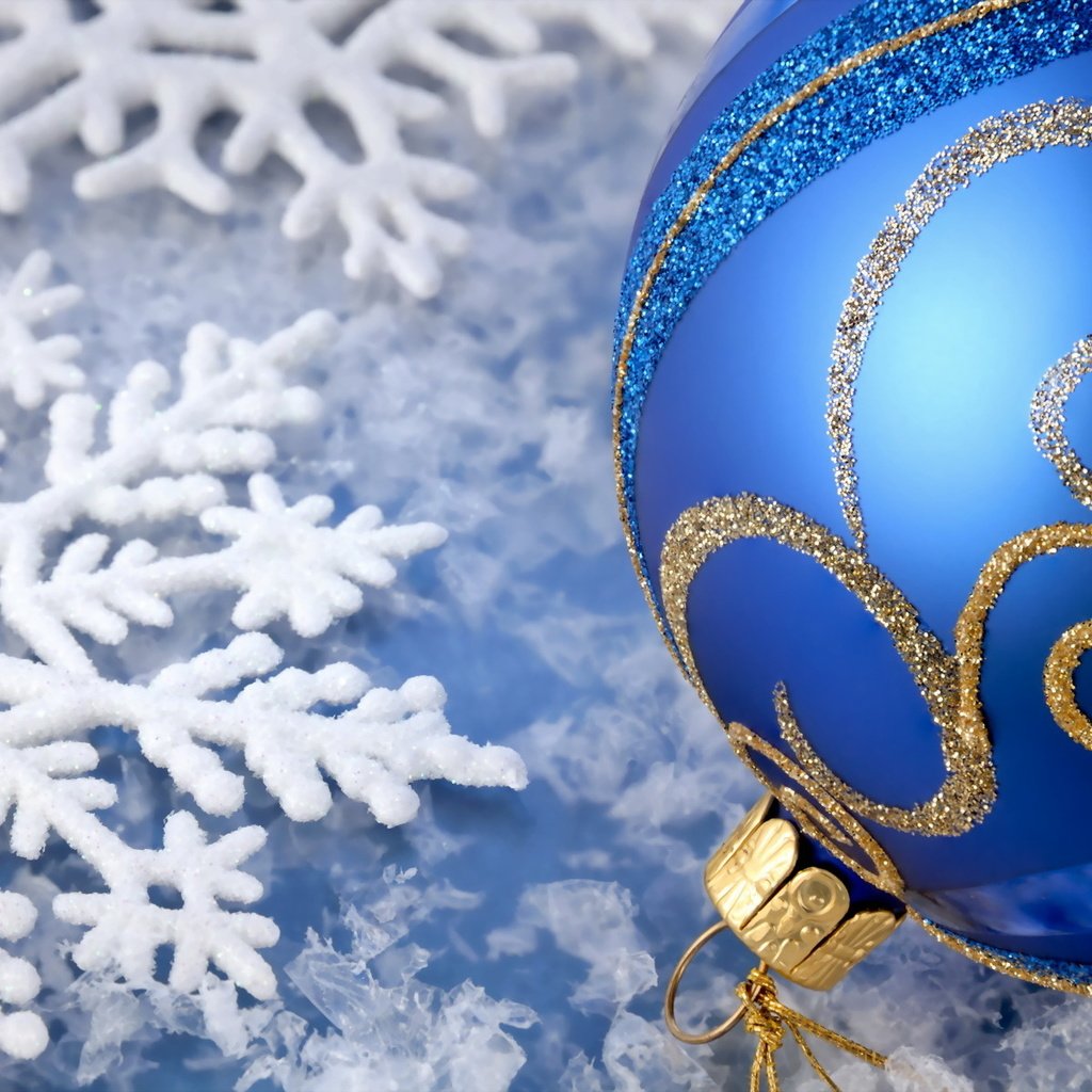 Обои новый год, синий, шар, снежинка, синий шарик, новогодние украшения, new year, blue, ball, snowflake, blue ball, christmas decorations разрешение 1920x1200 Загрузить