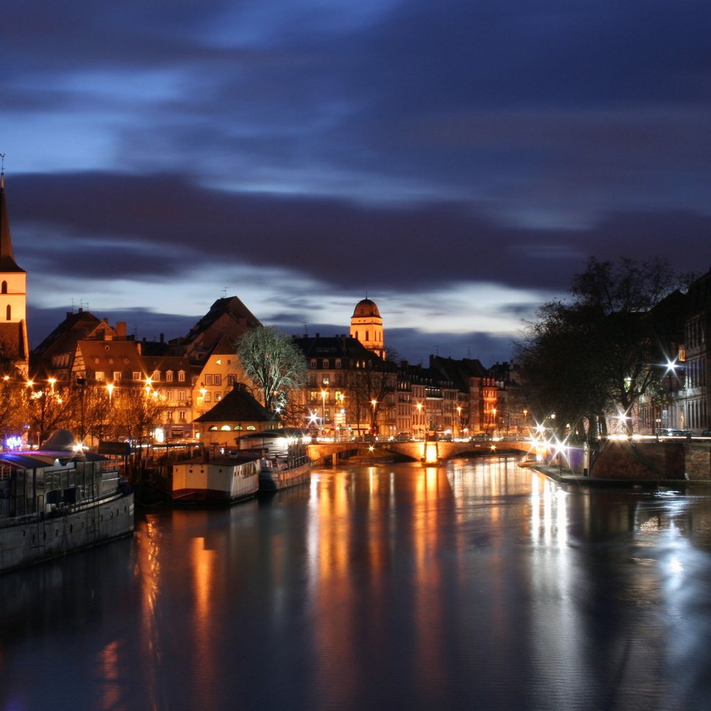 Обои огни, река, отражение, страсбург, lights, river, reflection, strasbourg разрешение 2560x1600 Загрузить