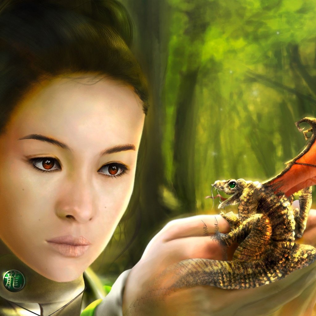 Обои дракон, азиатка, ладошки, christian suhr, dragon, asian, her hands разрешение 2560x1440 Загрузить