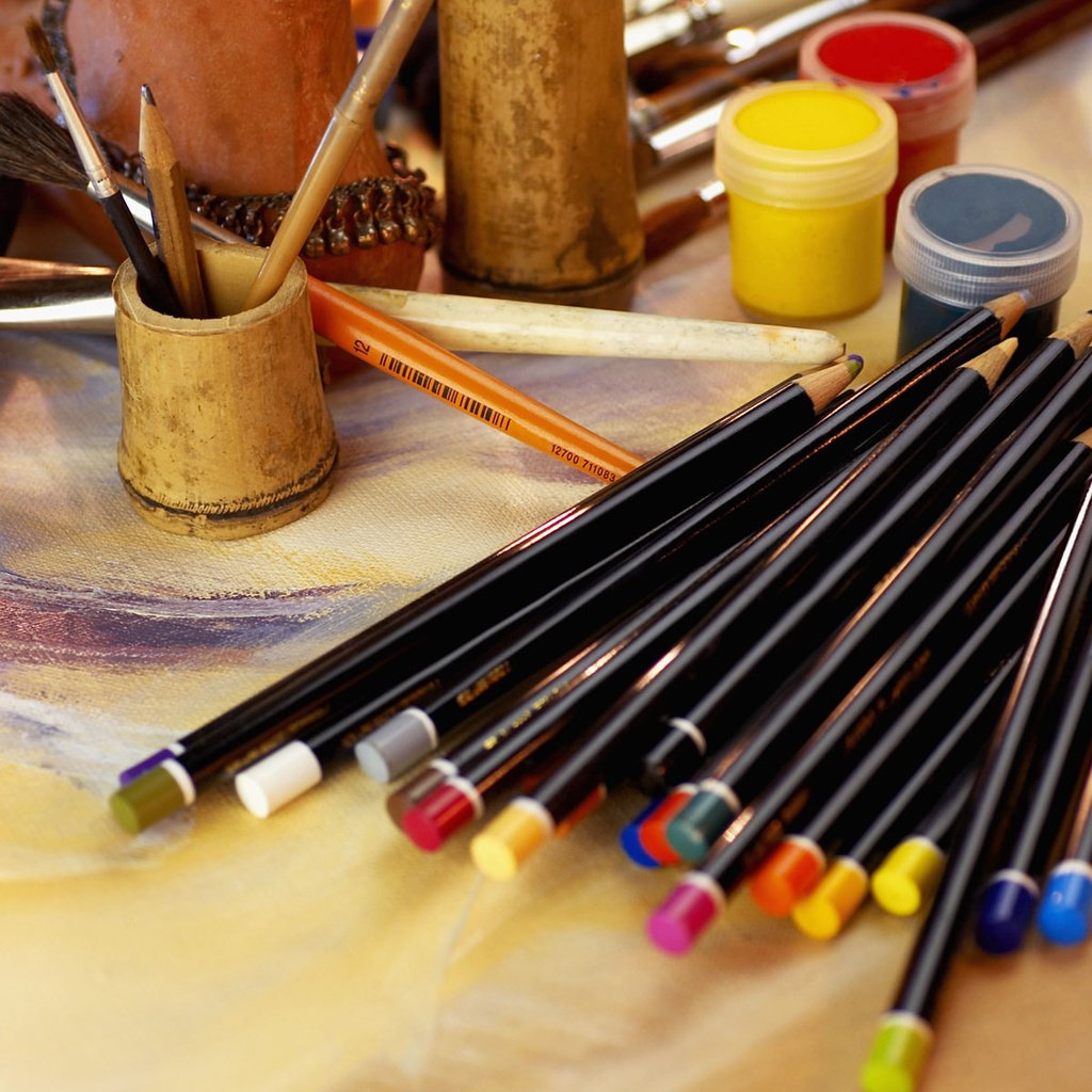 Обои краски, карандаши, рисование, стол художника, paint, pencils, drawing, table artist разрешение 1920x1200 Загрузить