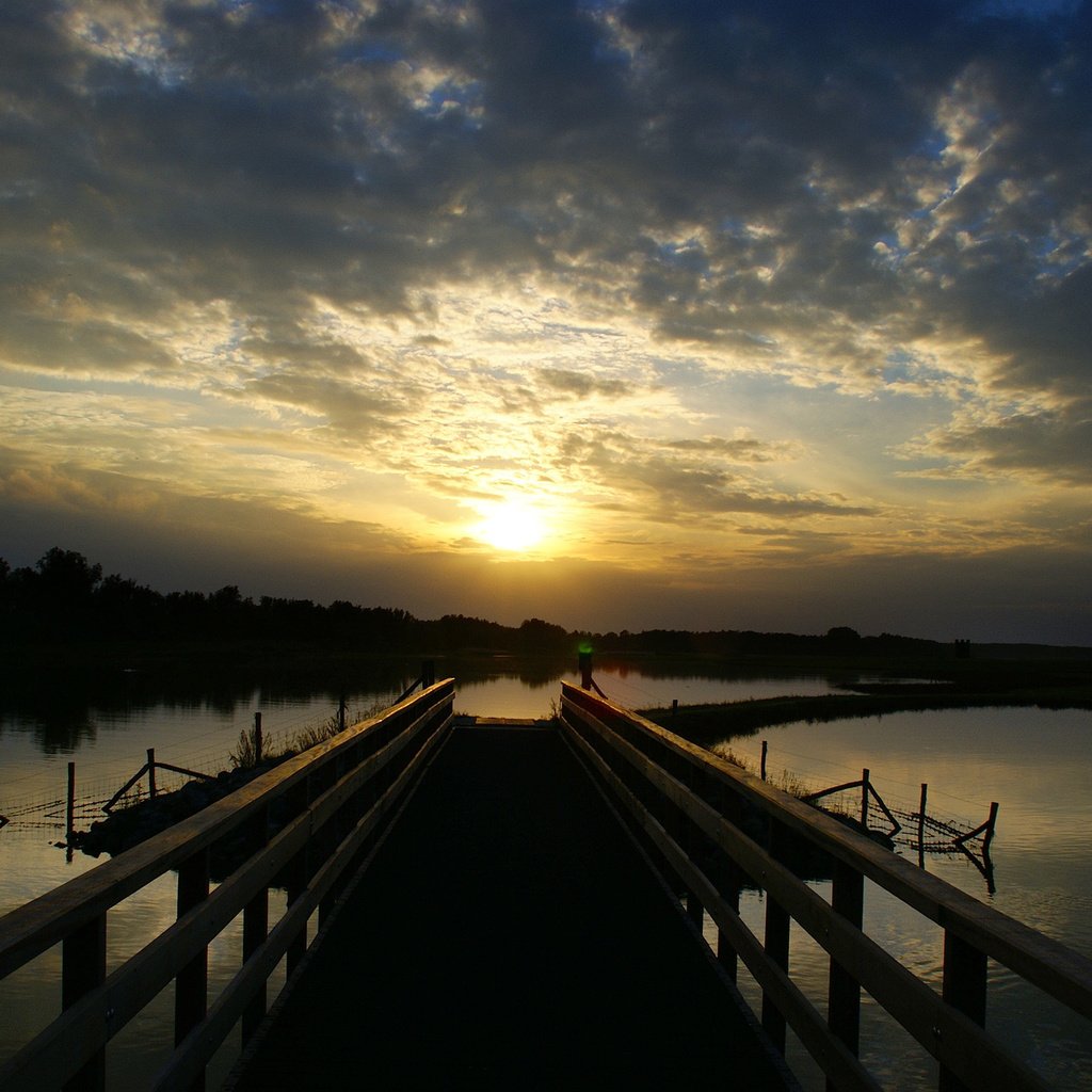 Обои озеро, закат, мост, lake, sunset, bridge разрешение 2560x1600 Загрузить