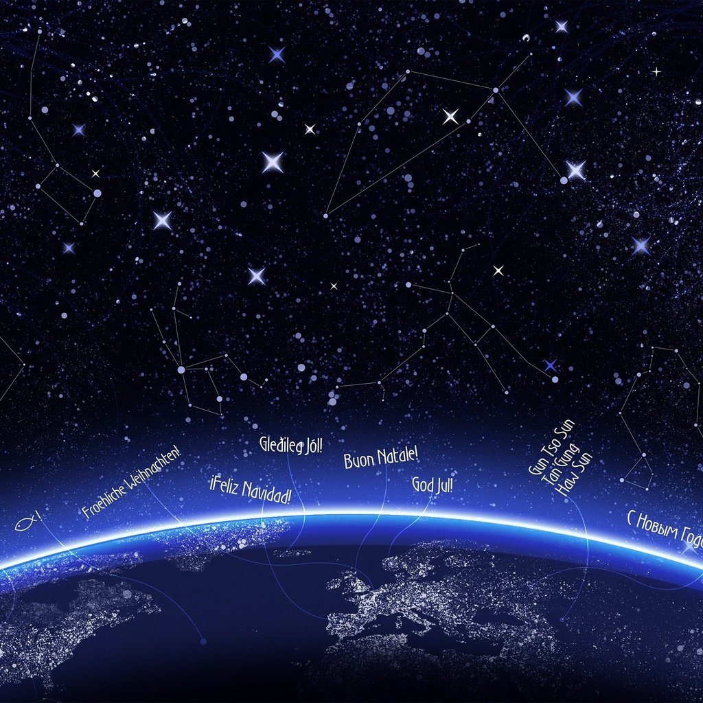 Обои свет, неон, звезды, планета, с новым годом, light, neon, stars, planet, happy new year разрешение 2560x1600 Загрузить