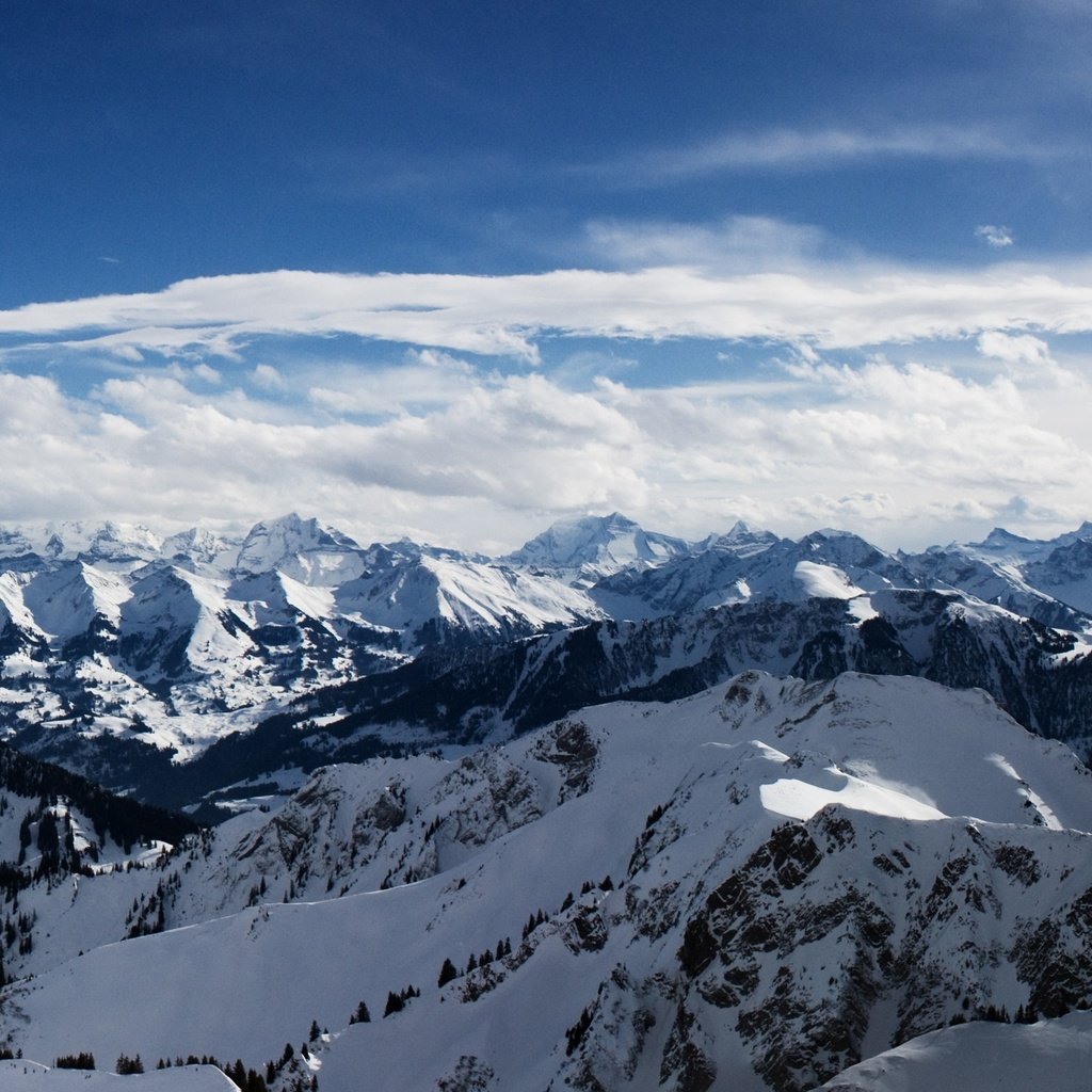 Обои небо, горы, снег, альпы, the sky, mountains, snow, alps разрешение 5120x1600 Загрузить