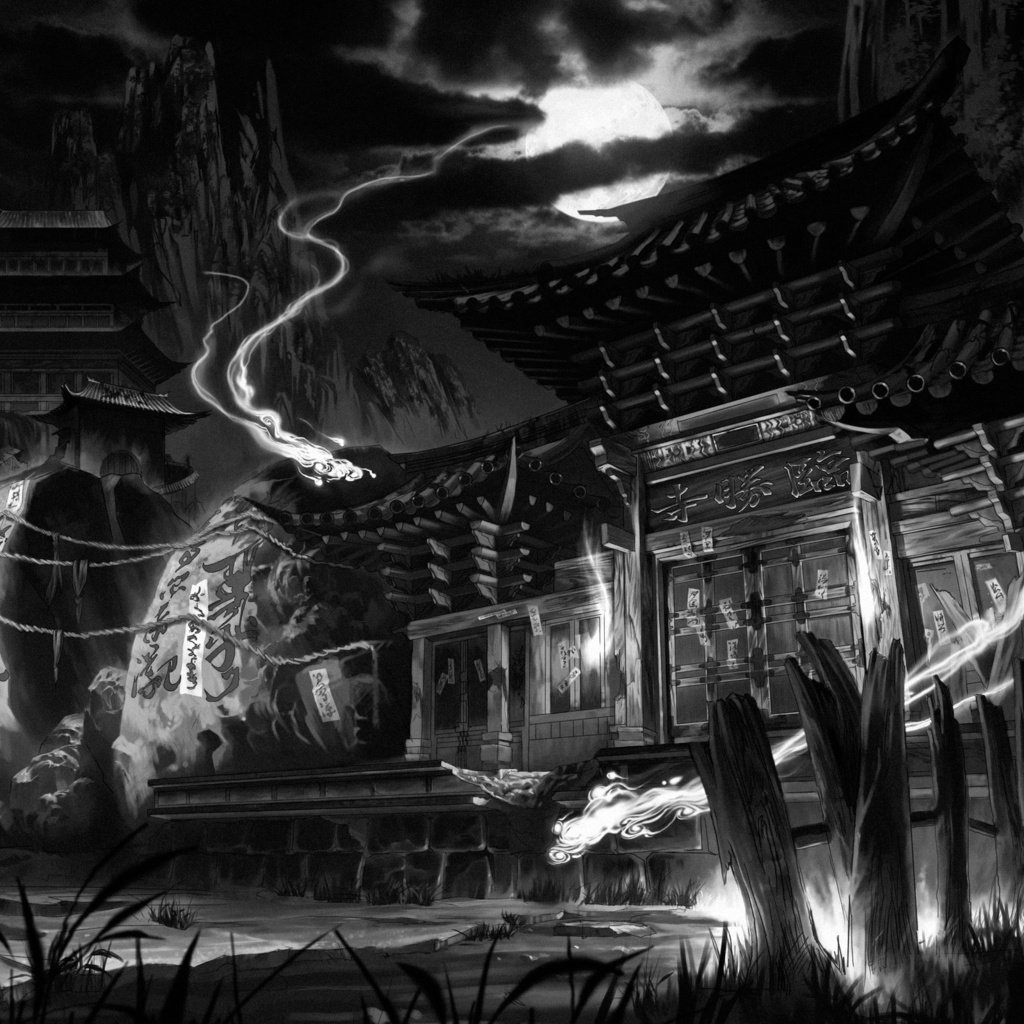 Обои ночь, храм, черно-белая, дом, темнота, магия, духи, night, temple, black and white, house, darkness, magic, perfume разрешение 2560x1600 Загрузить