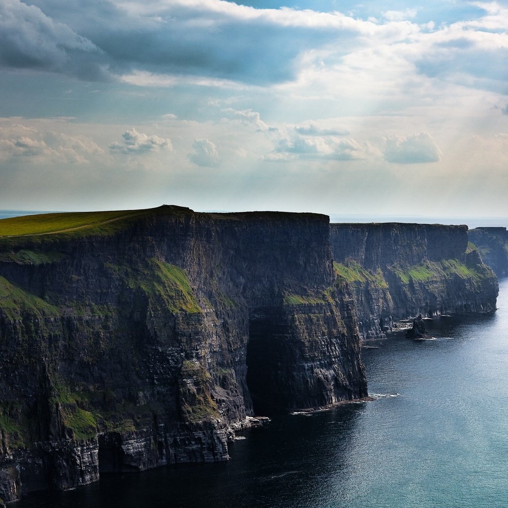 Обои облака, скалы, обрыв, ирландия, the cliffs, утесы, морская пучина, clouds, rocks, open, ireland, cliffs, the deep sea разрешение 2560x1600 Загрузить