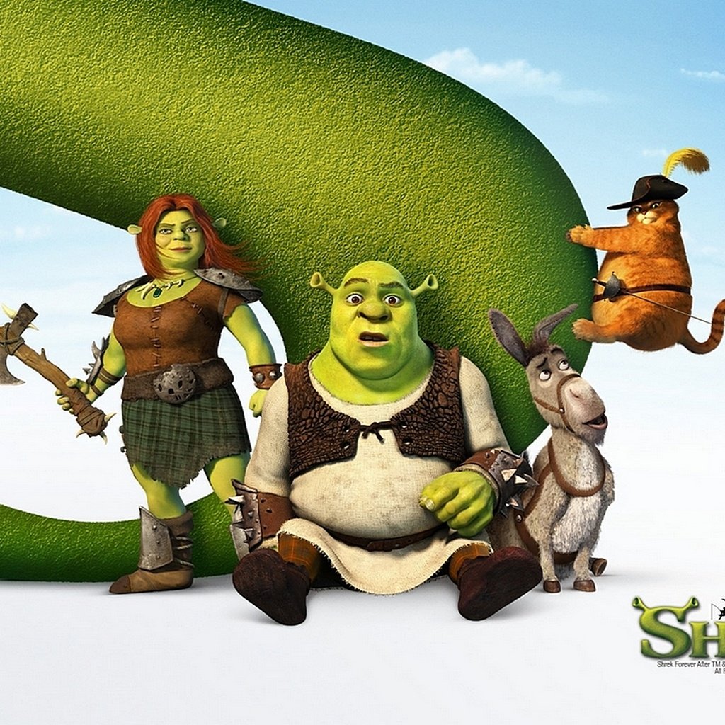 Обои осел, шрек, фиона, кот в сапогах, donkey, shrek, fiona, puss in boots разрешение 1920x1080 Загрузить