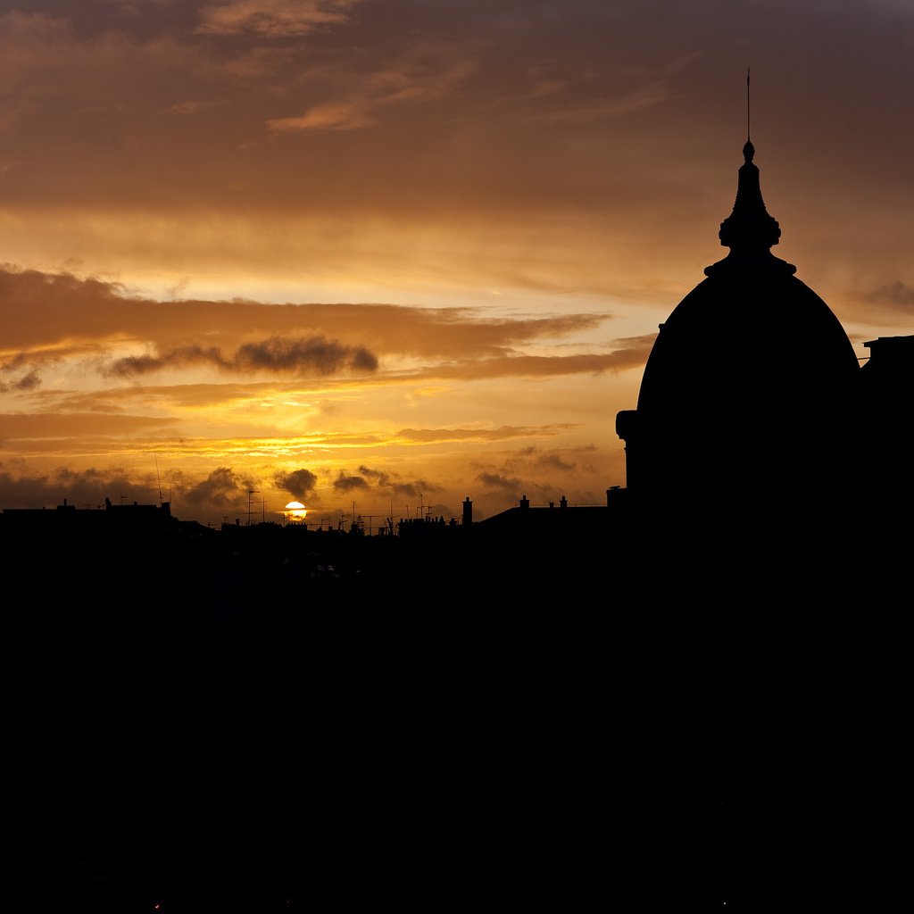 Обои солнце, закат, париж, силуэт, крыши, the sun, sunset, paris, silhouette, roof разрешение 1920x1280 Загрузить