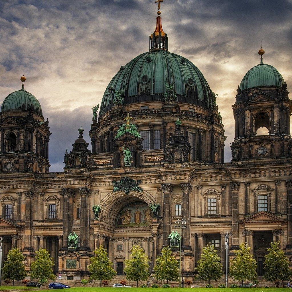 Обои небо, собор, германия, купол, берлинский кафедральный собор, the sky, cathedral, germany, the dome, berlin cathedral разрешение 2560x1600 Загрузить