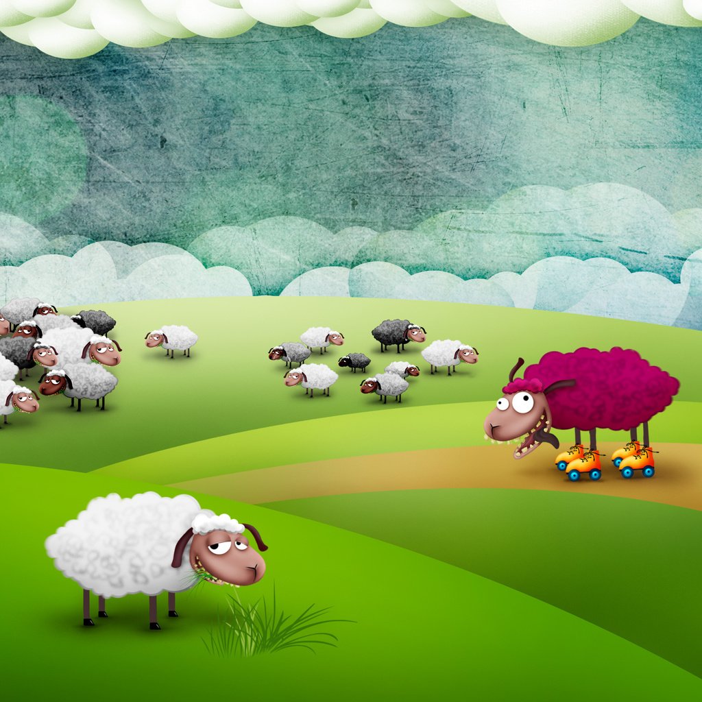 Обои поле, овцы, сумашедшая овца, field, sheep, mad sheep разрешение 2560x1600 Загрузить