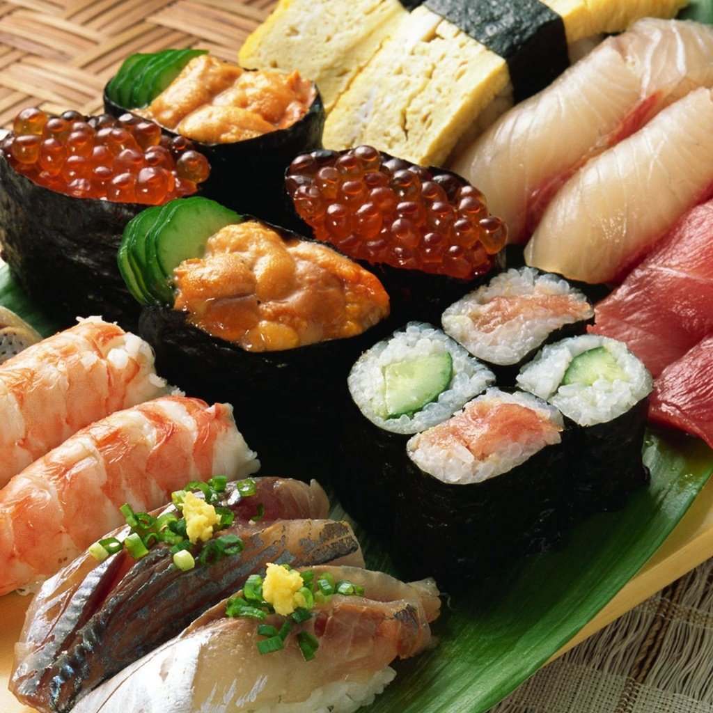 Обои еда, рыба, икра, роллы, морепродукты, блюдо, креветки, food, fish, caviar, rolls, seafood, dish, shrimp разрешение 1920x1440 Загрузить