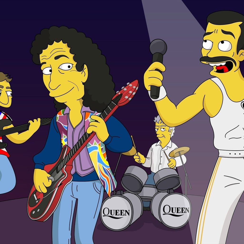 Обои группа, королева, симпсоны, фредди меркьюри, group, queen, the simpsons, freddie mercury разрешение 2560x1600 Загрузить