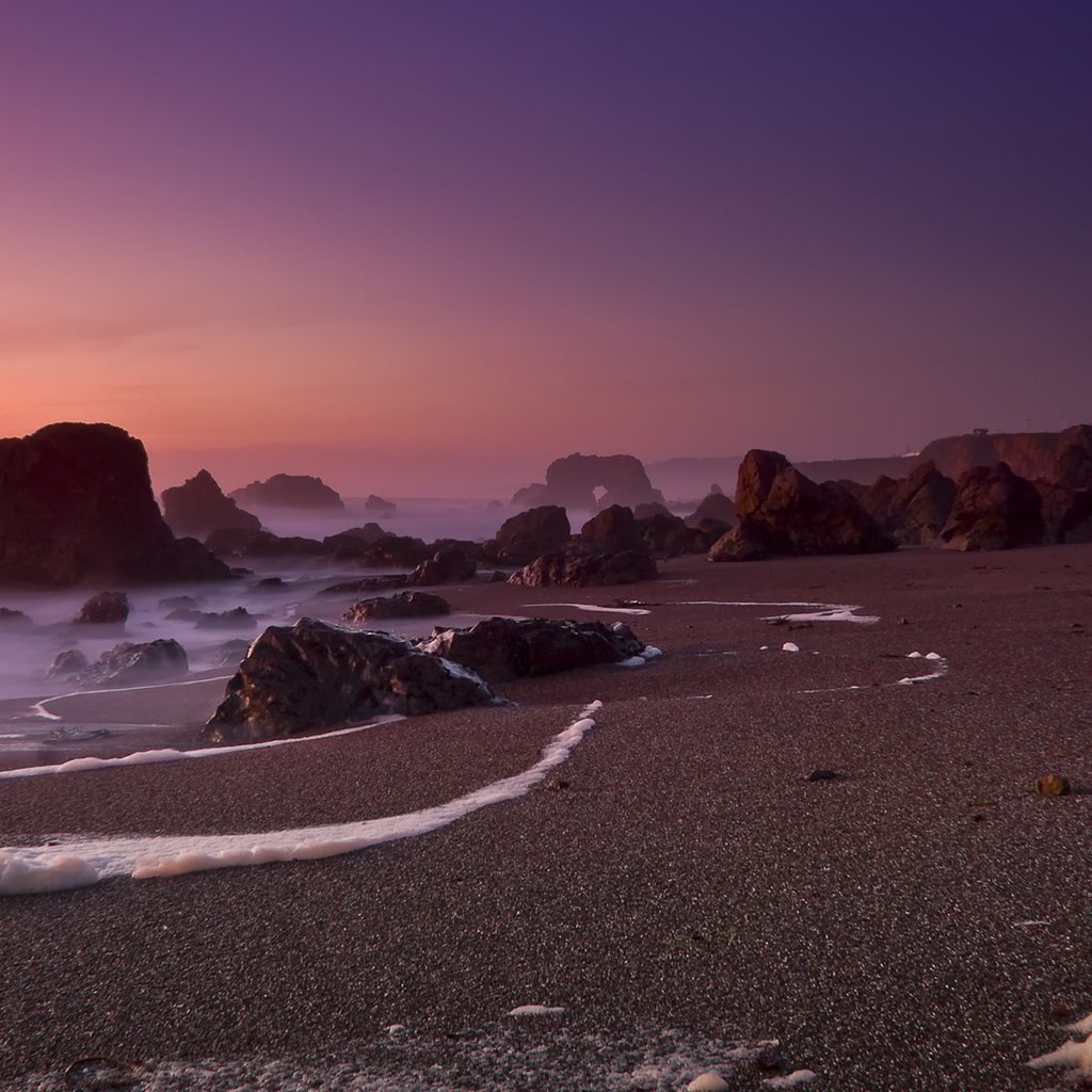 Обои скалы, песок, пляж, океан, калифорния, foam of the sea, bodega bay, rocks, sand, beach, the ocean, ca разрешение 1920x1080 Загрузить