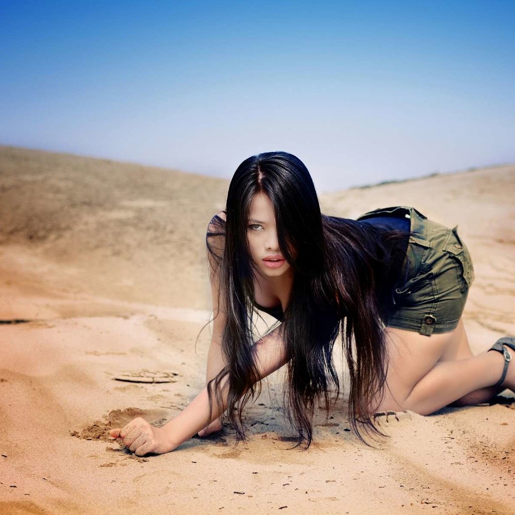 Обои брюнетка, пустыня, азиатка, brunette, desert, asian разрешение 1920x1200 Загрузить