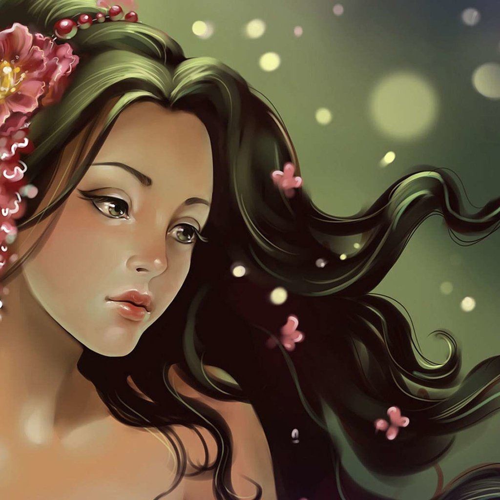 Обои цветы, девушка, волосы, ветер, flowers, girl, hair, the wind разрешение 1920x1200 Загрузить