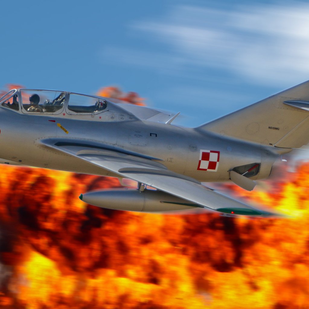 Обои небо, огонь, миг-15, the sky, fire, the mig-15 разрешение 1920x1200 Загрузить