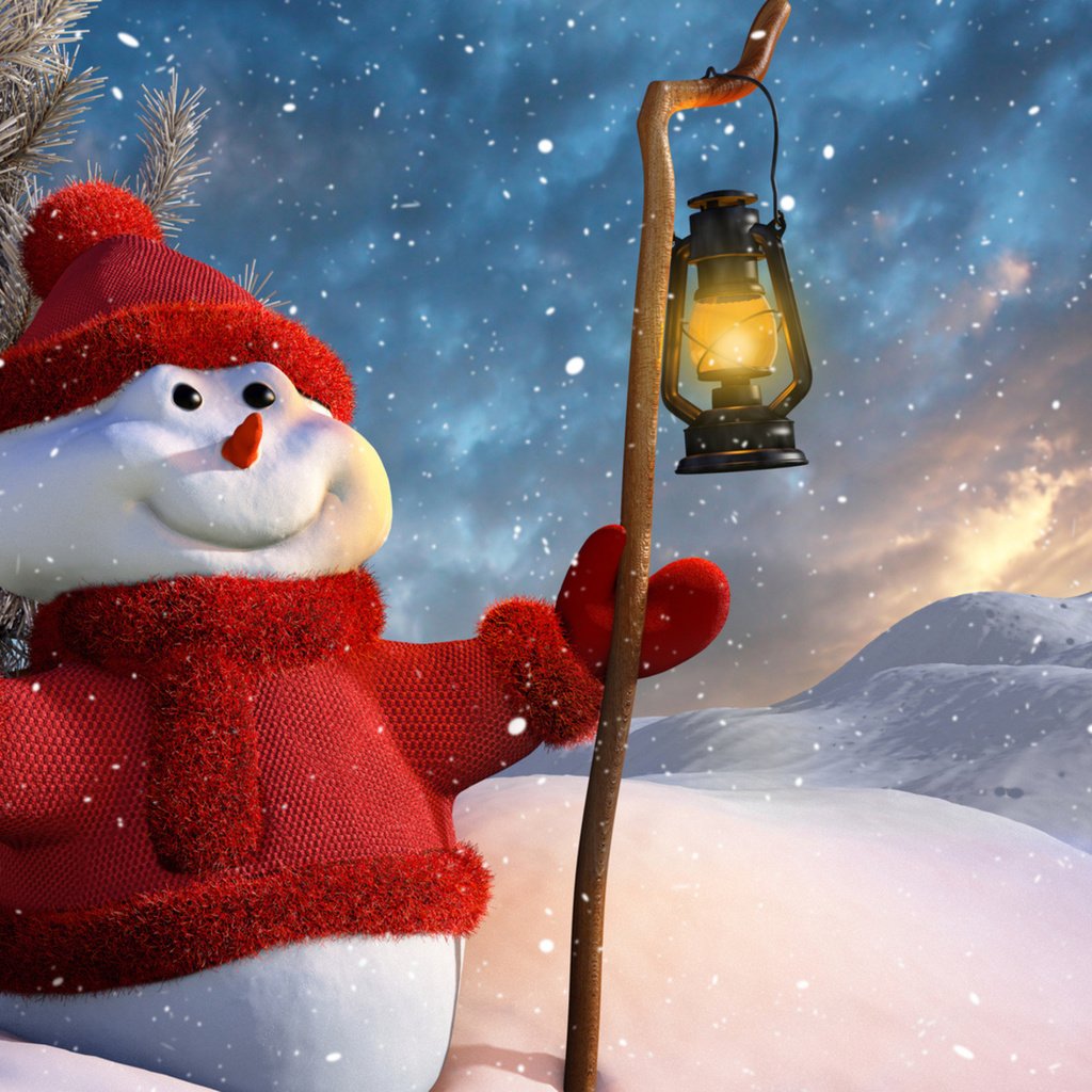 Обои фонарик, снег, новый год, зима, улыбка, снеговик, фонарь, рождество, палка, flashlight, snow, new year, winter, smile, snowman, lantern, christmas, stick разрешение 1920x1200 Загрузить