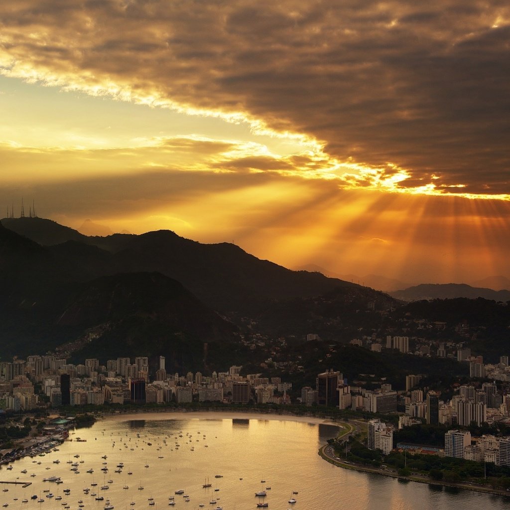 Обои бразилия, рио-де-жанейро, лучи солнце, brazil, rio de janeiro, the rays of the sun разрешение 2000x1313 Загрузить