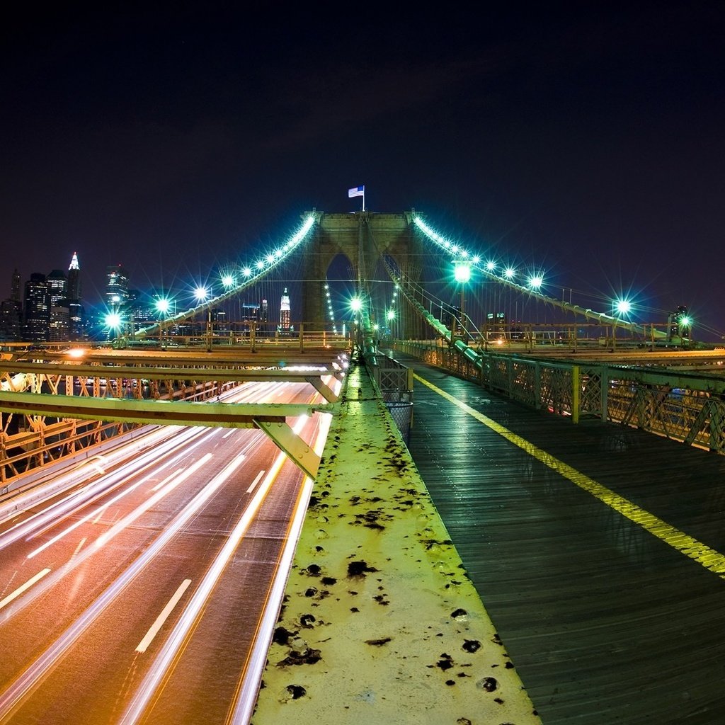 Обои ночь, огни, мост, город, night, lights, bridge, the city разрешение 1920x1080 Загрузить