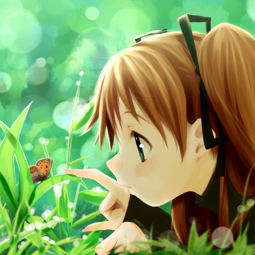Обои трава, лето, бабочка, аниме, девочка, grass, summer, butterfly, anime, girl разрешение 2000x1412 Загрузить