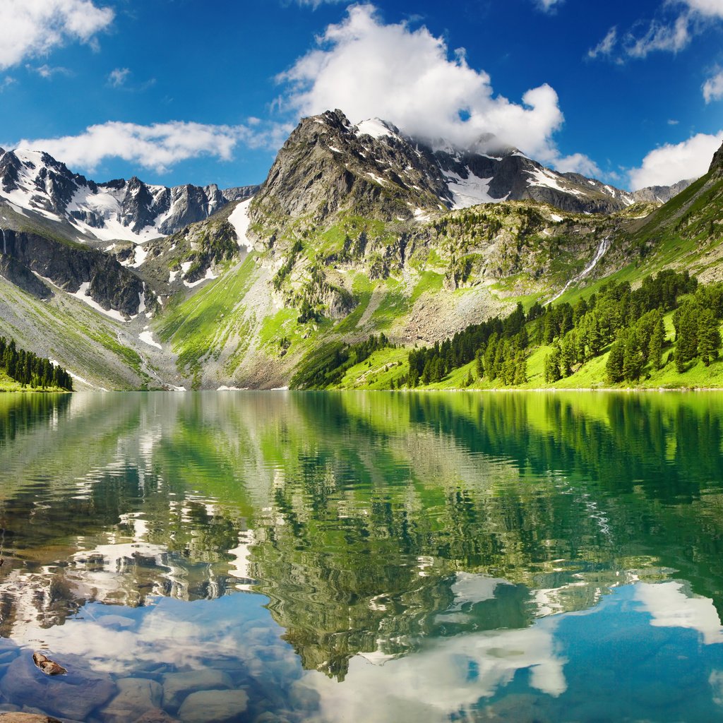 Обои небо, высокие, озеро, горы, снег, отражение, белые, прозрачное, beautiful greenlands, hyaline lake, the sky, high, lake, mountains, snow, reflection, white, transparent разрешение 4460x3000 Загрузить