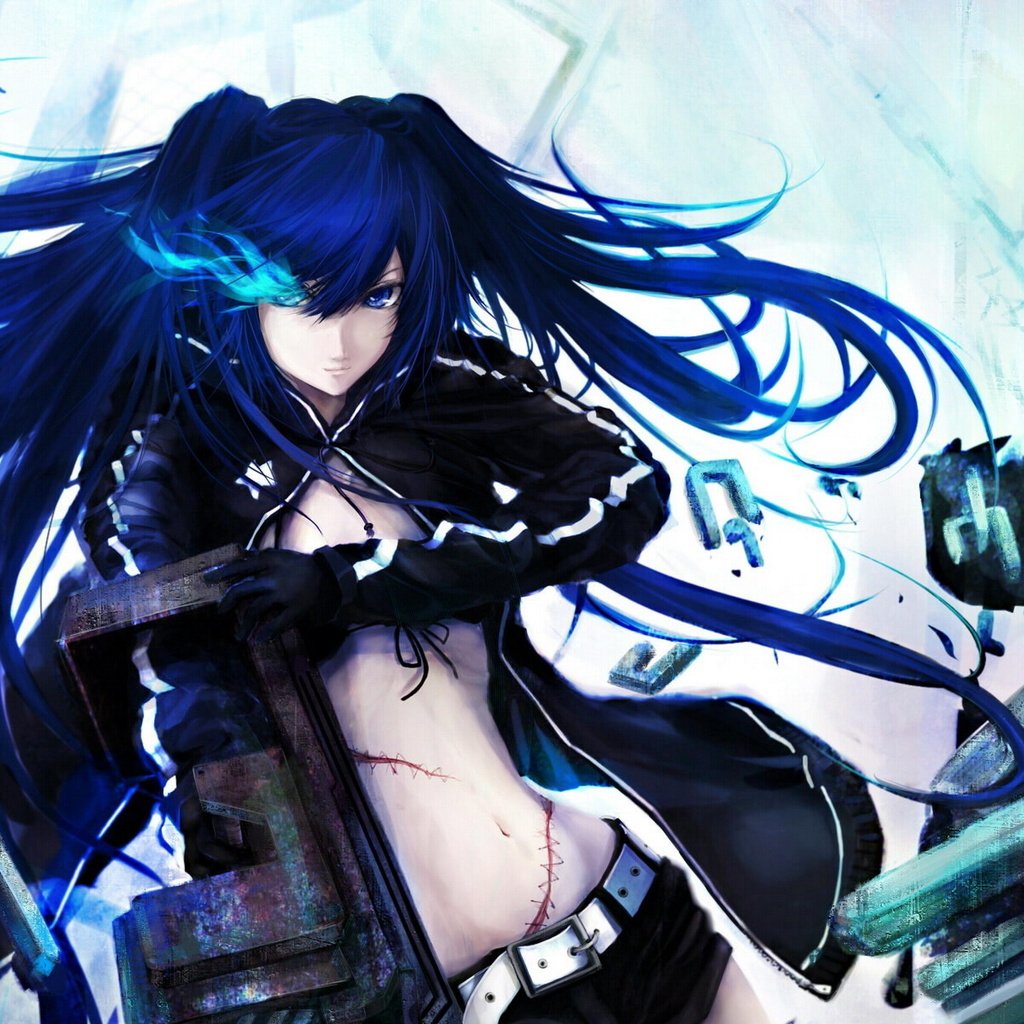 Обои девушка, аниме, black rock shooter, oruzhie, girl, anime разрешение 1920x1440 Загрузить