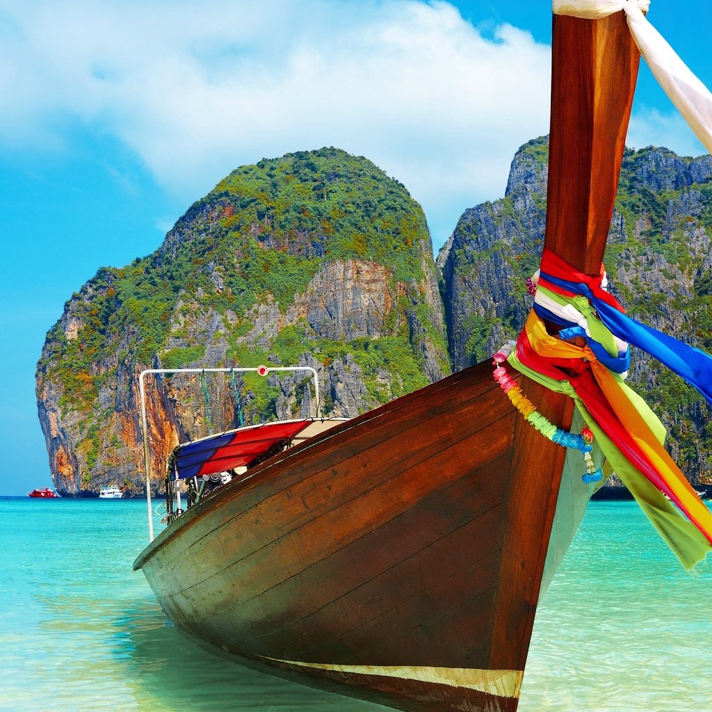 Обои скалы, лодка, таиланд, тропики, rocks, boat, thailand, tropics разрешение 2560x1440 Загрузить