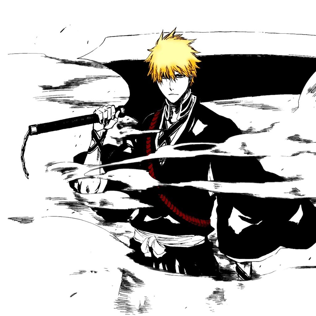 Скачать обои меч, аниме, блич, ichigo, blich разрешение 1024x1024 #57221