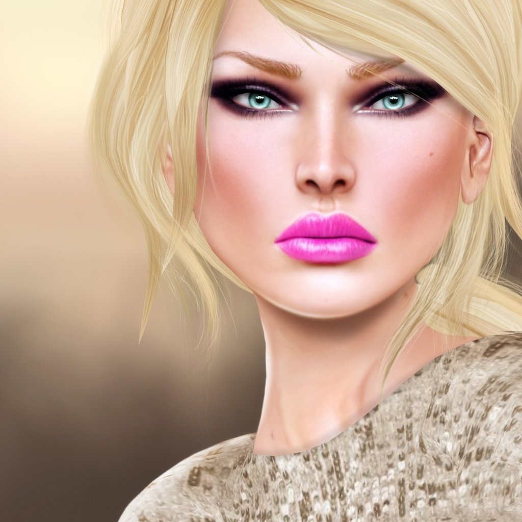 Обои девушка, блондинка, взгляд, губы, 3d графика, girl, blonde, look, lips, 3d graphics разрешение 2200x1380 Загрузить