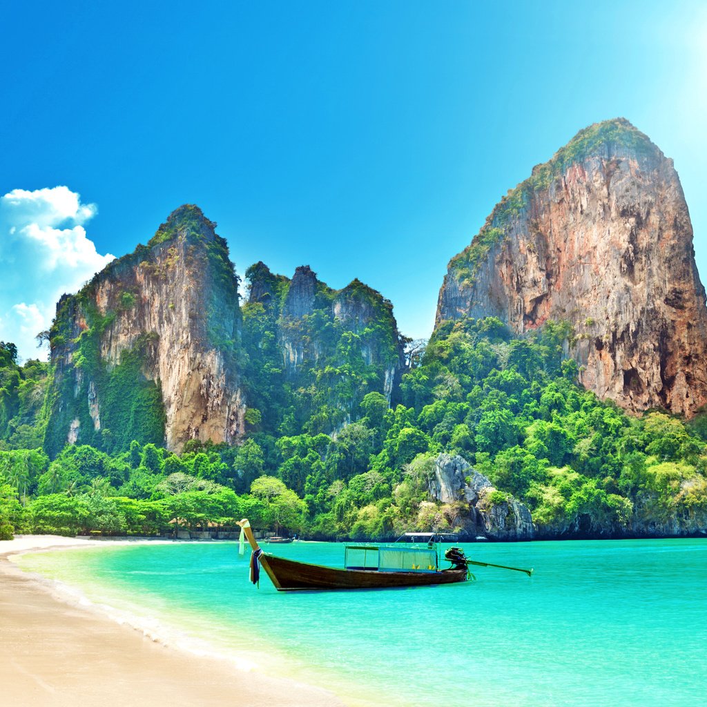 Обои море, пляж, лодка, отдых, таиланд, тропики, sea, beach, boat, stay, thailand, tropics разрешение 2560x1600 Загрузить