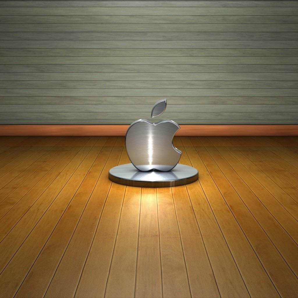 Обои дерево, стена, пол, лого, метал, hi-tech, эппл, tree, wall, floor, logo, metal, apple разрешение 1920x1200 Загрузить