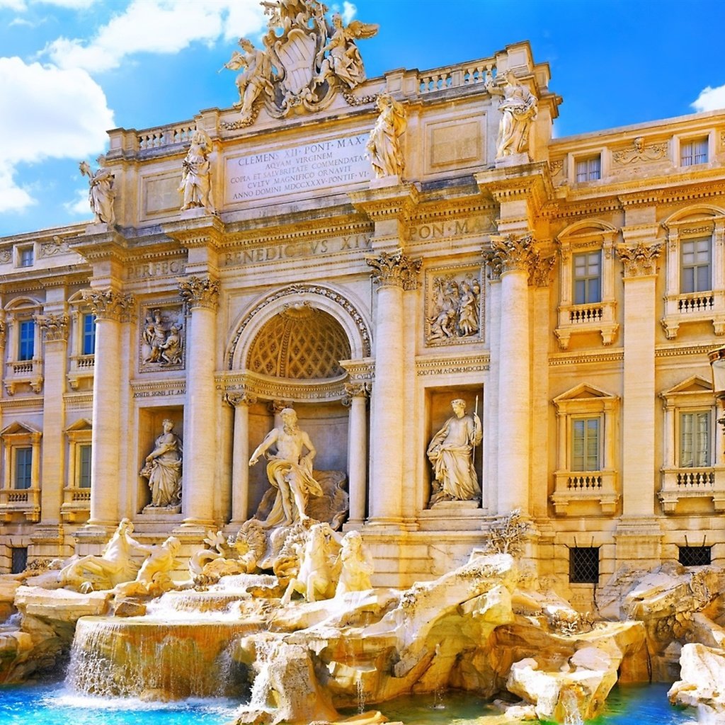 Обои фонтан треви в риме, the trevi fountain in rome разрешение 2560x1440 Загрузить