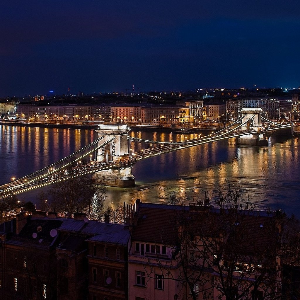 Обои ночь, мост, город, венгрия, будапешт, ночной будапешт, night, bridge, the city, hungary, budapest, budapest by night разрешение 2560x1440 Загрузить