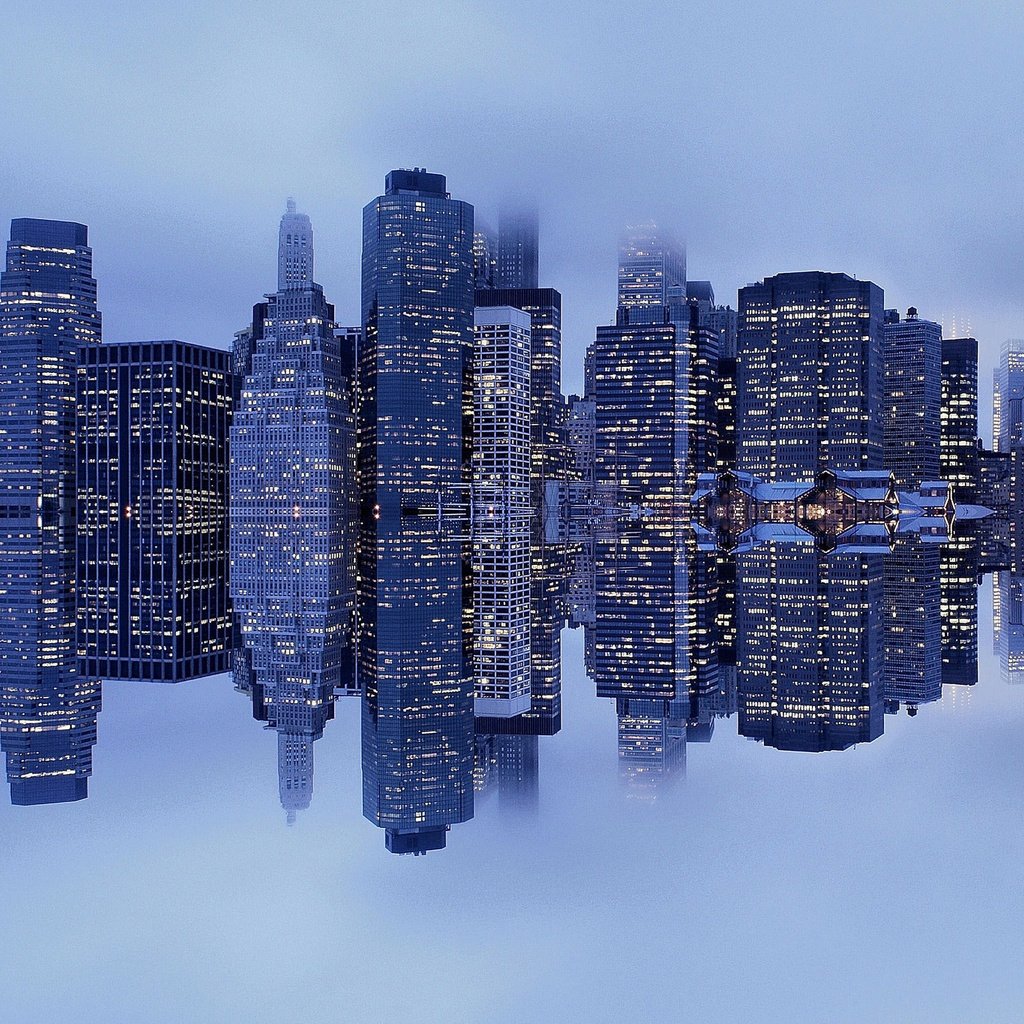 Обои отражение, туман, нью-йорк, гавань, манхеттен, reflection, fog, new york, harbour, manhattan разрешение 2048x1365 Загрузить