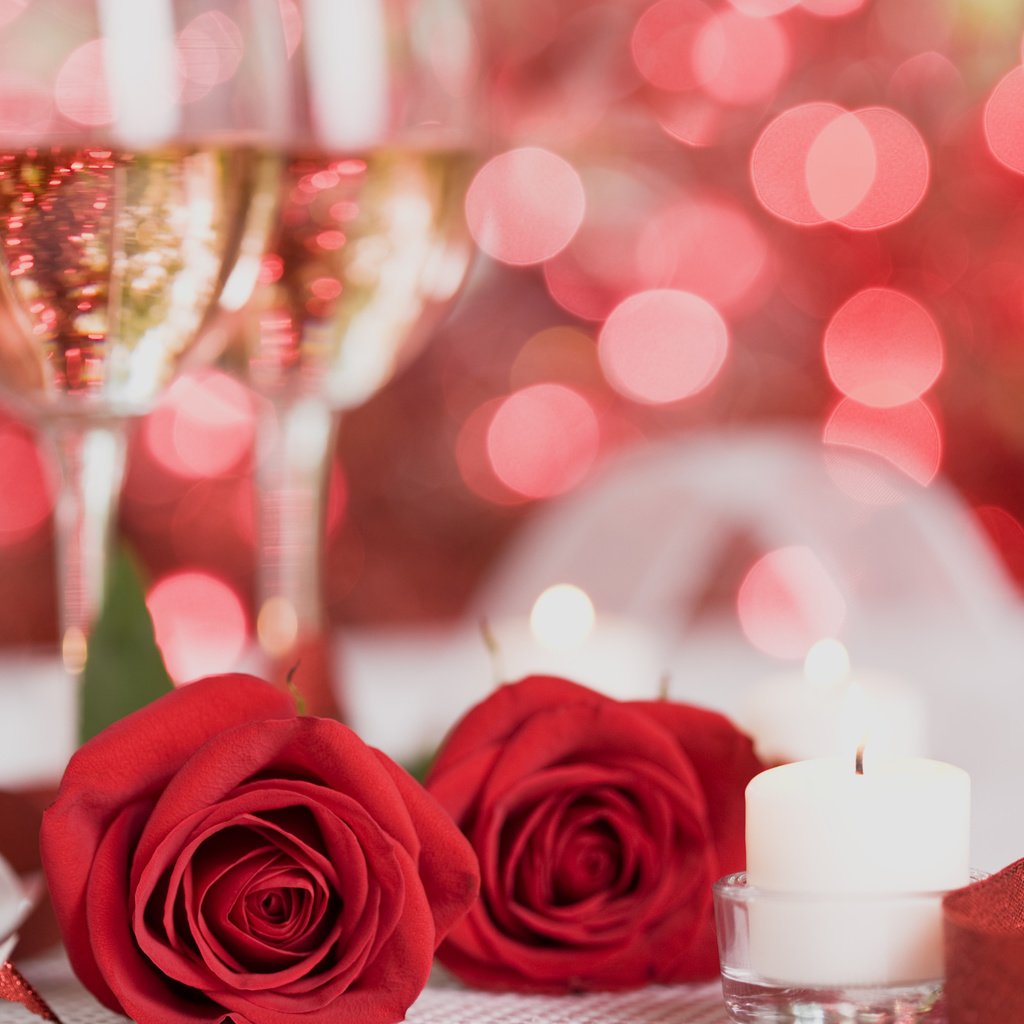 Обои цветы, свечи, розы, красный, шампанское, flowers, candles, roses, red, champagne разрешение 2560x1600 Загрузить