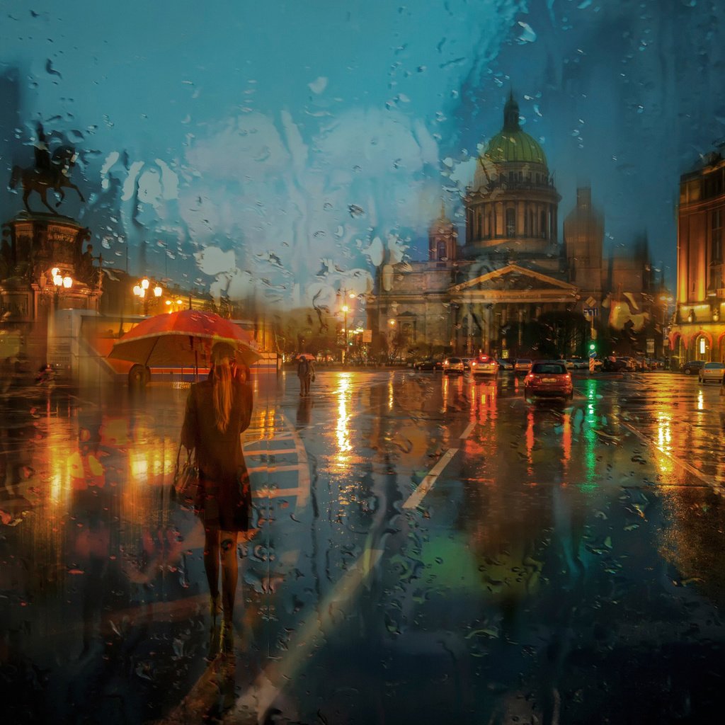 Обои дождь, st petersburg, исаакиевская площадь, rain, st. isaac's square разрешение 1920x1200 Загрузить